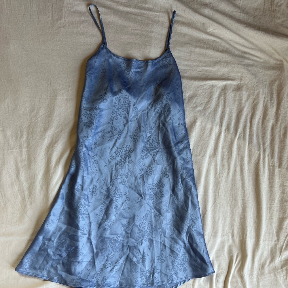 Light blue satin slip dress